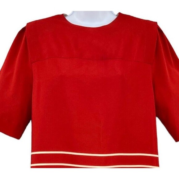 Vintage 90s Red White Modest Short Sleeve Shift Dress Womens Size 10 Ms Chaus - Picture 3 of 10